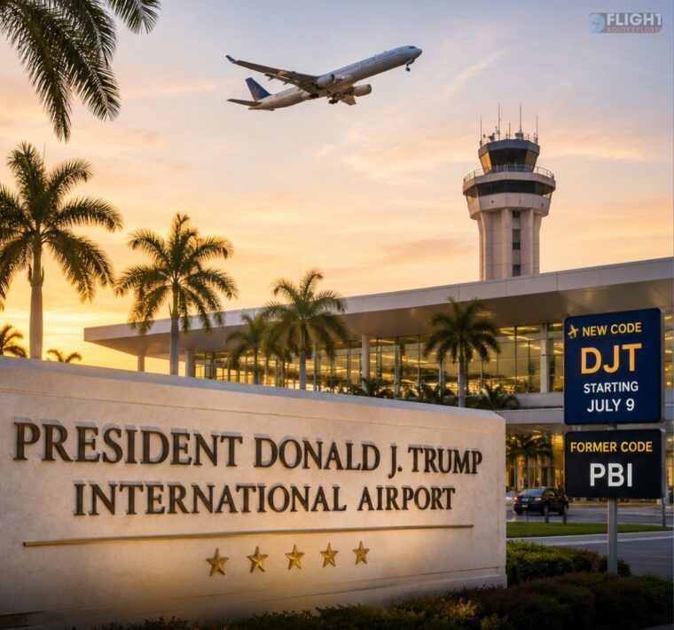 Palm Beach Airport Becomes Trump International On July 1- Aviation Code Changes From PBI To DJT On July 9