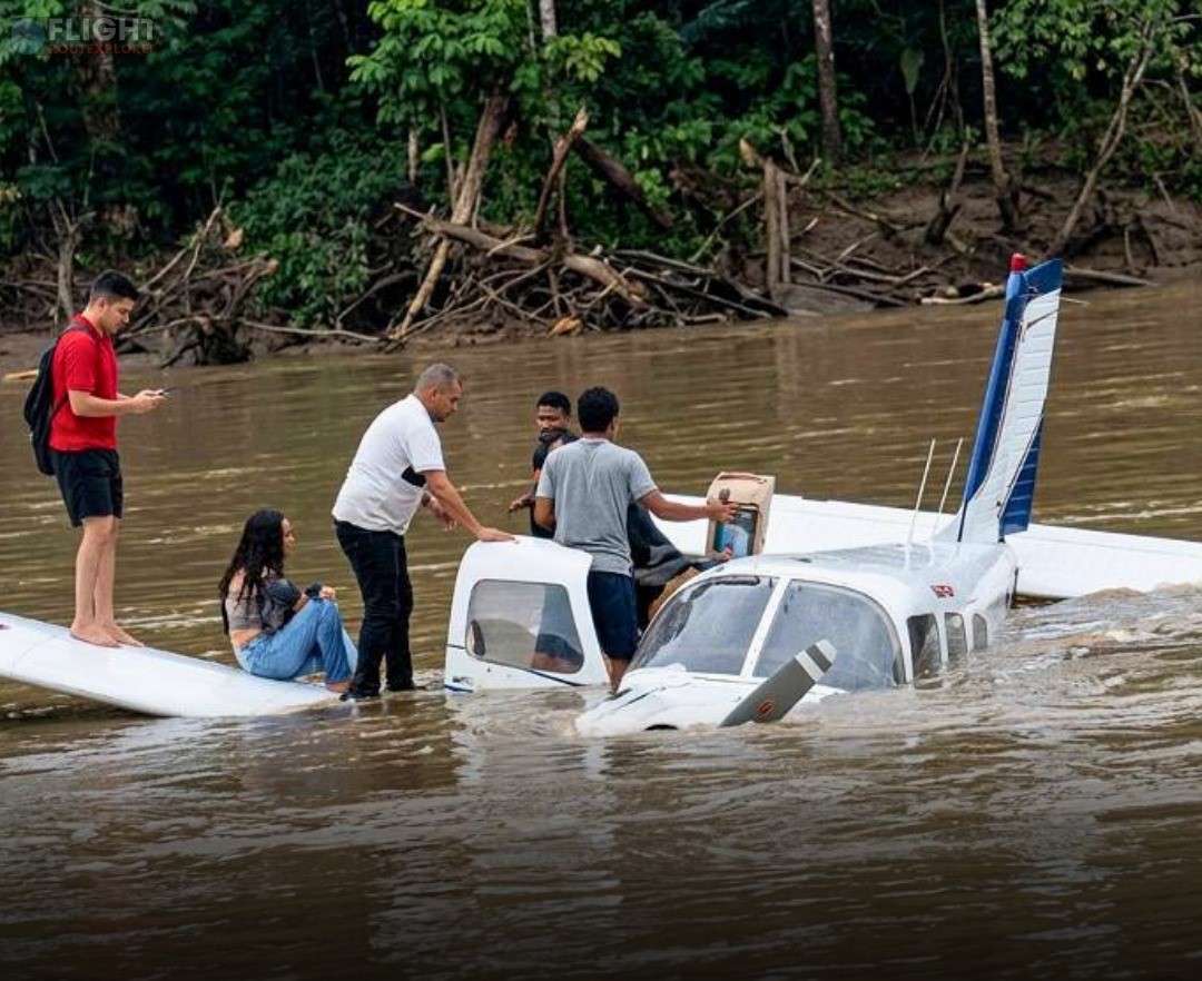 An Embraer EMB-720C Minuano Crashed Into Rio Tarauacá River In Brazil After An Engine Failure All 7 Onboard Safely Evacuated