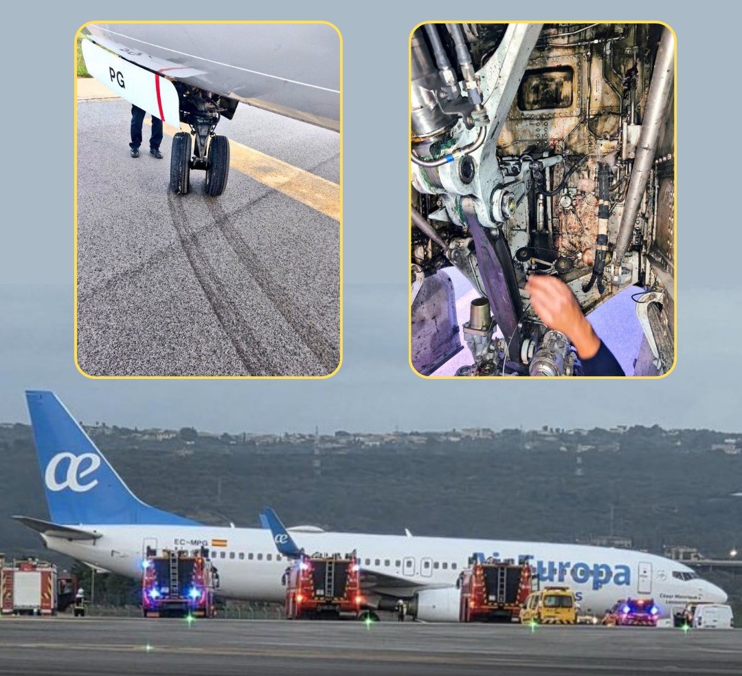 Seconds Before Touchdown: Bird Strike Cripples Air Europa Jet’s Nose Steering, Causing Runway Excursion