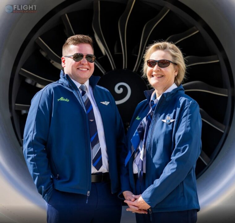 Mother And Son Pilots Fly Together In A Milestone Moment Of First Mother-Son Pilots Team For Alaska Airlines
