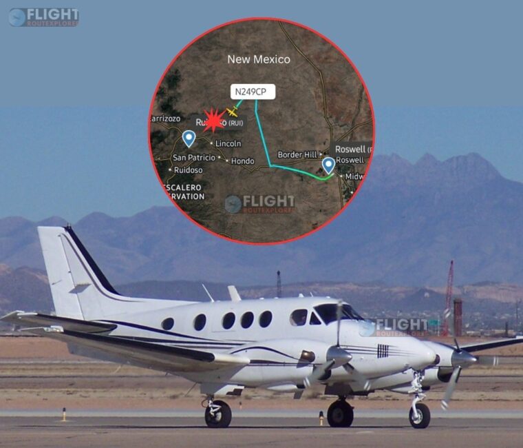 All 4 Onboard Medical Transport Plane Feared Dead Near New Mexico. The Beechcraft C90 King Air Crashed Near Wooded Area Starting Fire
