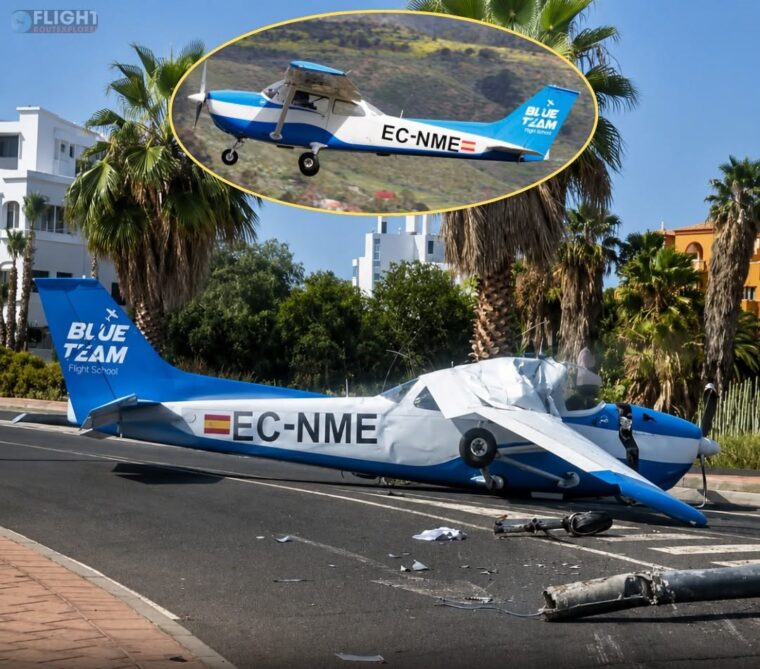 Tenerife Chaos: Pilot Forced Into Emergency Road Landing Filled With Tourists After Engine Failure, Plane Smashes Into Lamppost