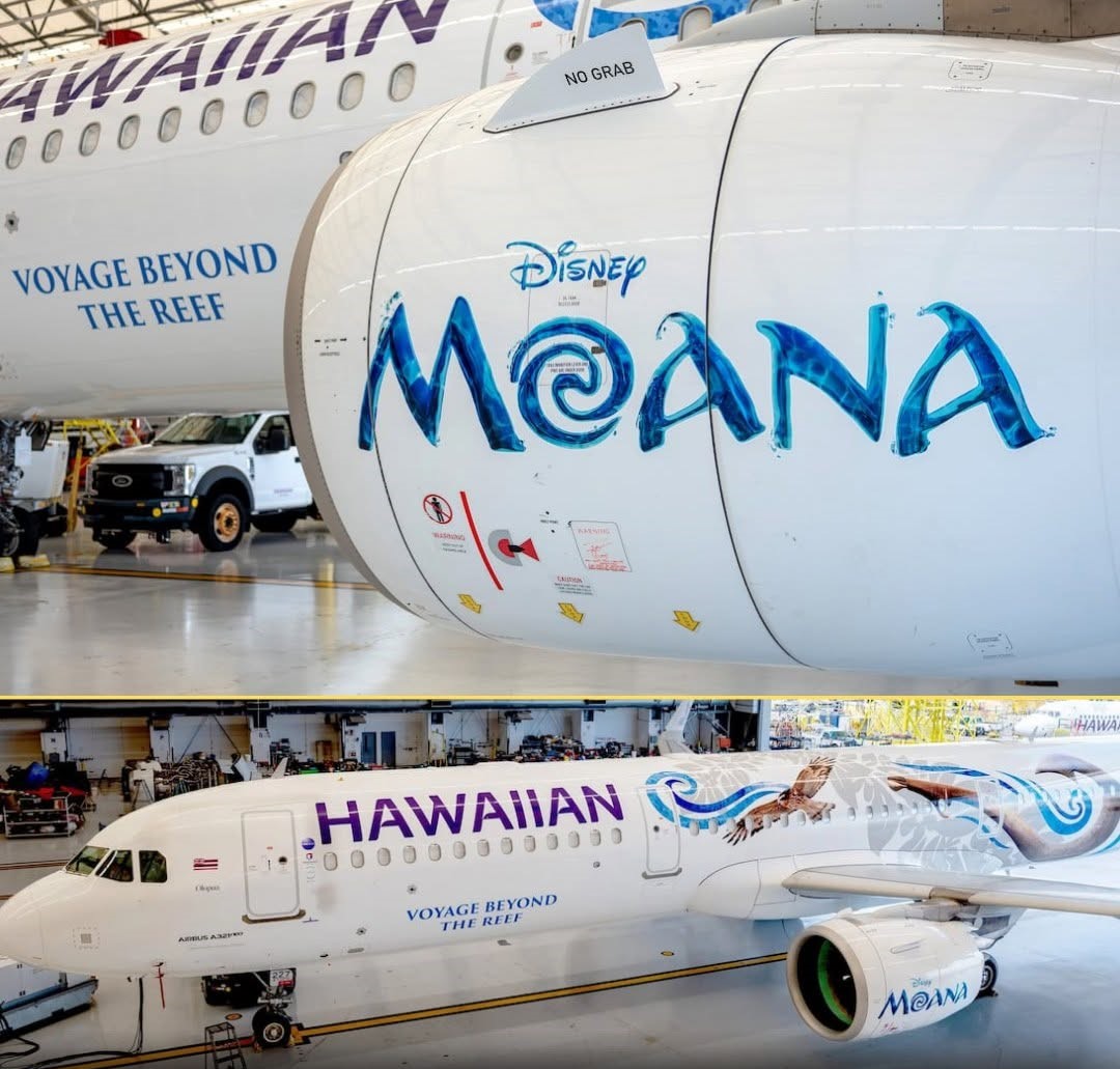 Hawaiian Airlines Unveils First Of Moana Three Live-Action ‘Moana’ Aircraft Liveries On Airbus A321neo