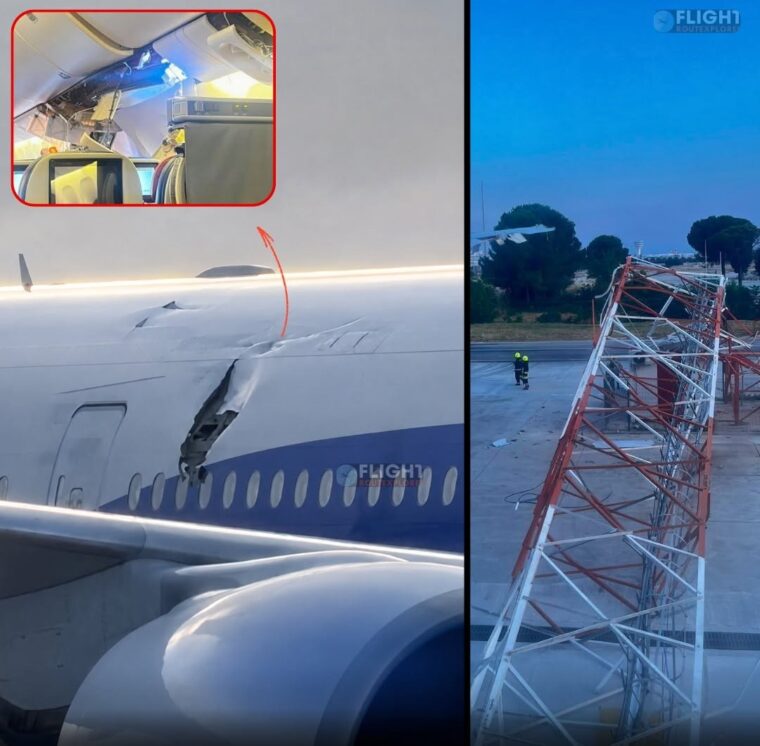 Turkish Airlines Boeing 777 Suffers Major Wing Strike And Damaged Fuselage After Hitting Pole During Taxi At Antalya Airport