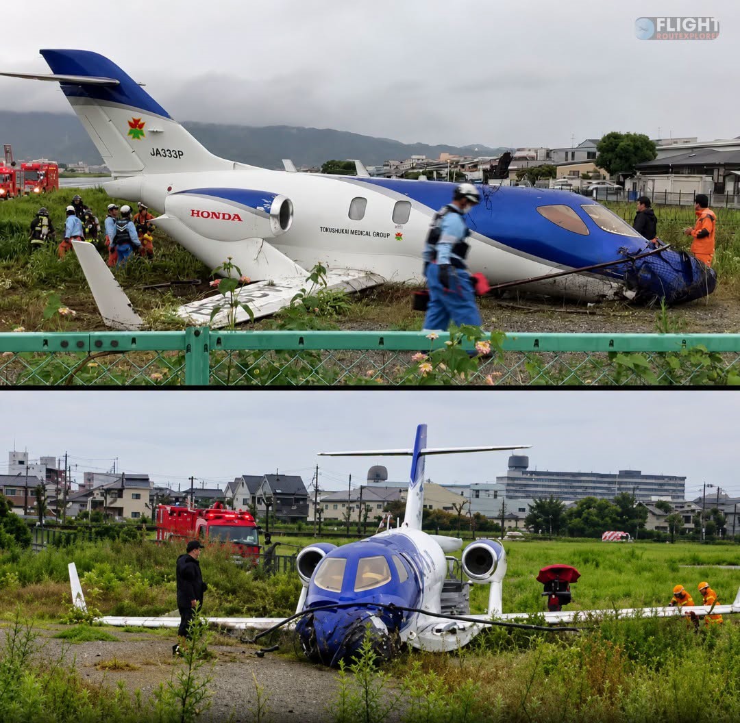 HondaJet Overshoots Runway During Landing at Japan’s Yao Airport, Aircraft Suffers Heavy Damage but Everyone Survives