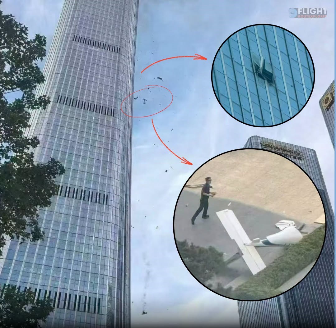 Small Aircraft Hits Beijing’s Tallest Skyscraper, Prompting Evacuations – Plane Struck the Upper Floors of Citic Tower, Scattering Debris in Central Business District