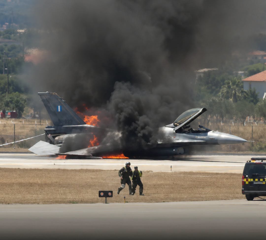 Greek F-16 Crash Lands at Zakynthos Airport After Landing Gear Failure, Pilot Escapes Safely