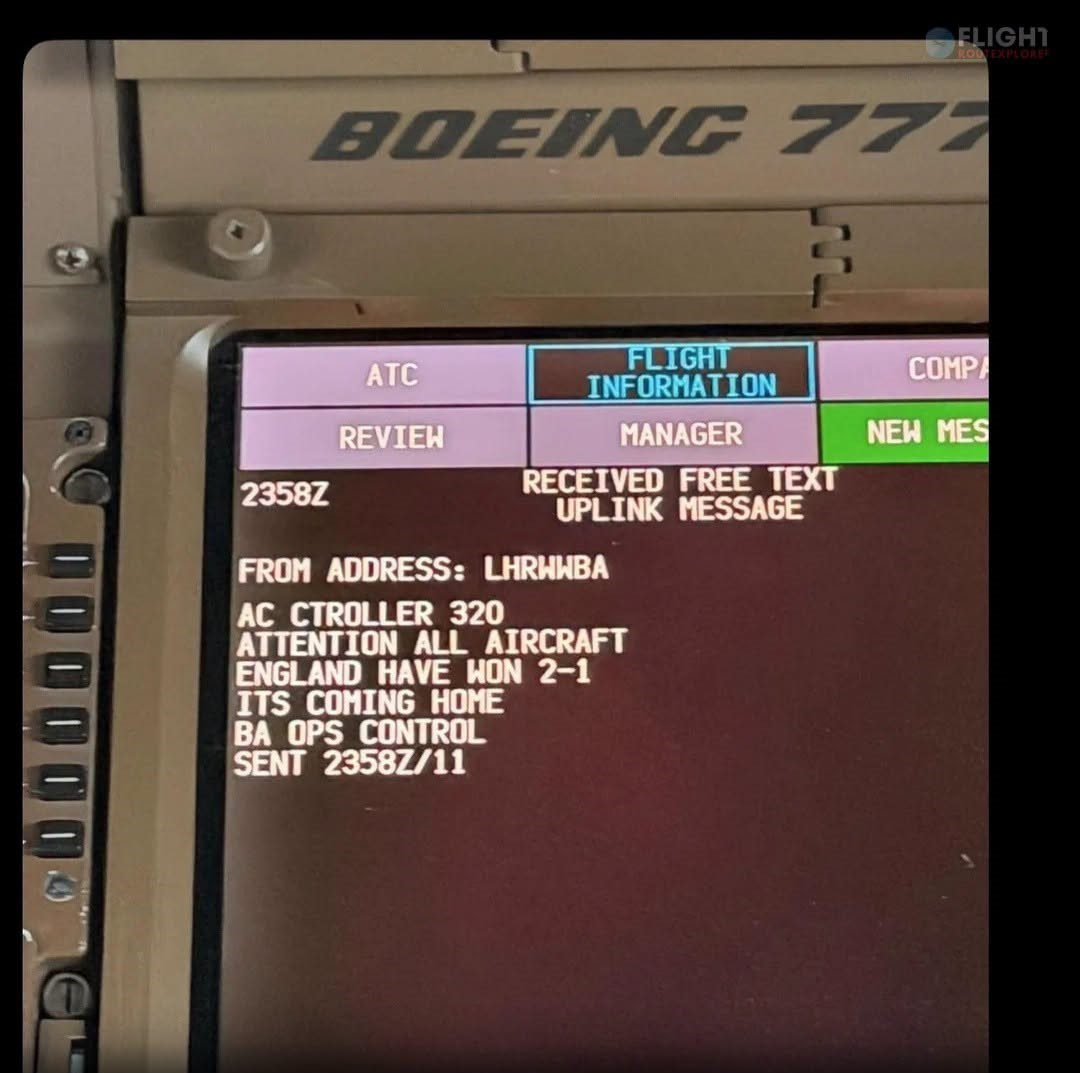 “It’s Coming Home!” – England’s 2-1 World Cup Win Gets A Special Announcement At 35,000 Feet