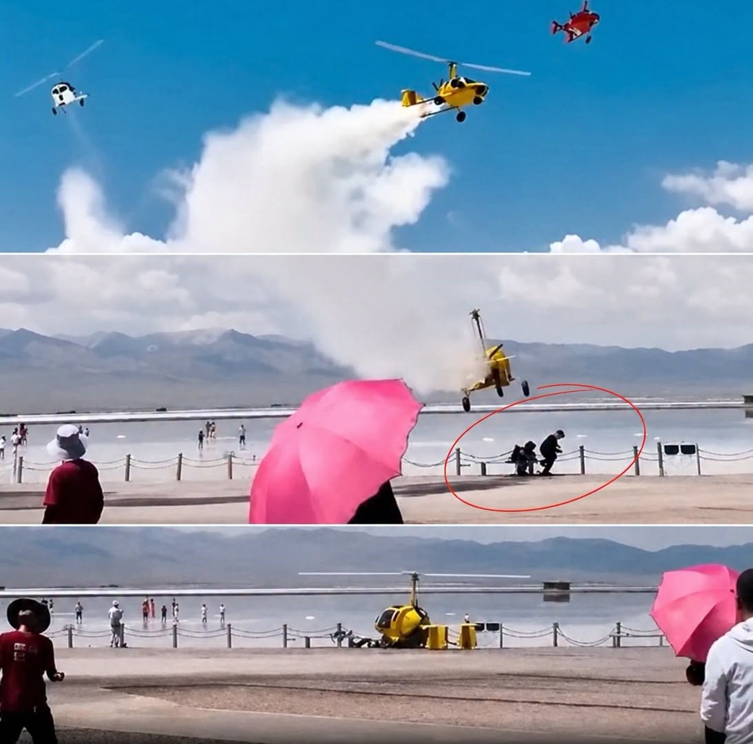 Helicopter Tour Turns Into Horror as Gyroplane Crashes Into Tourists at China’s Chaka Salt Lake