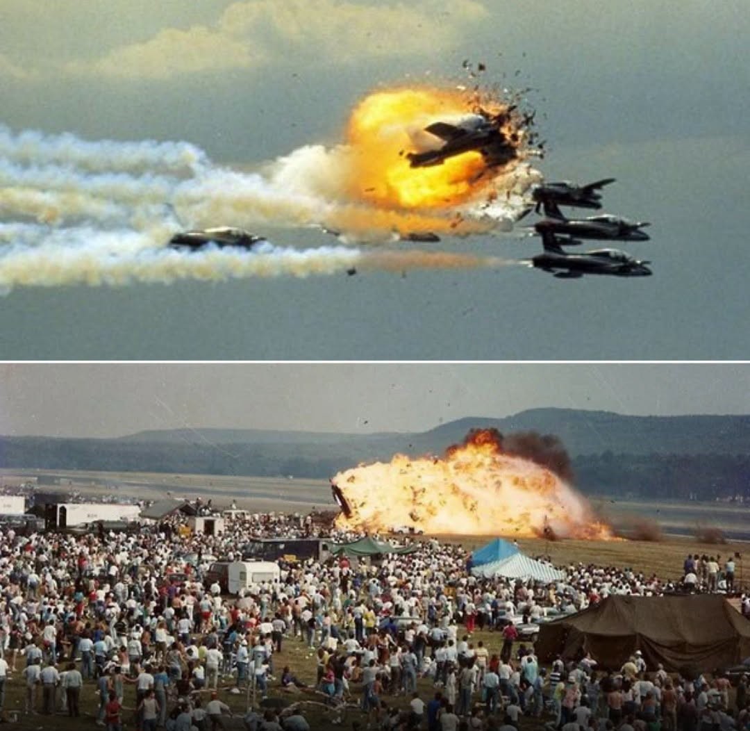 On This Day In 1988: The “Pierced Heart” Airshow Stunt That Turned Into Europe’s Deadliest Air Show Disaster in Just Seven Seconds