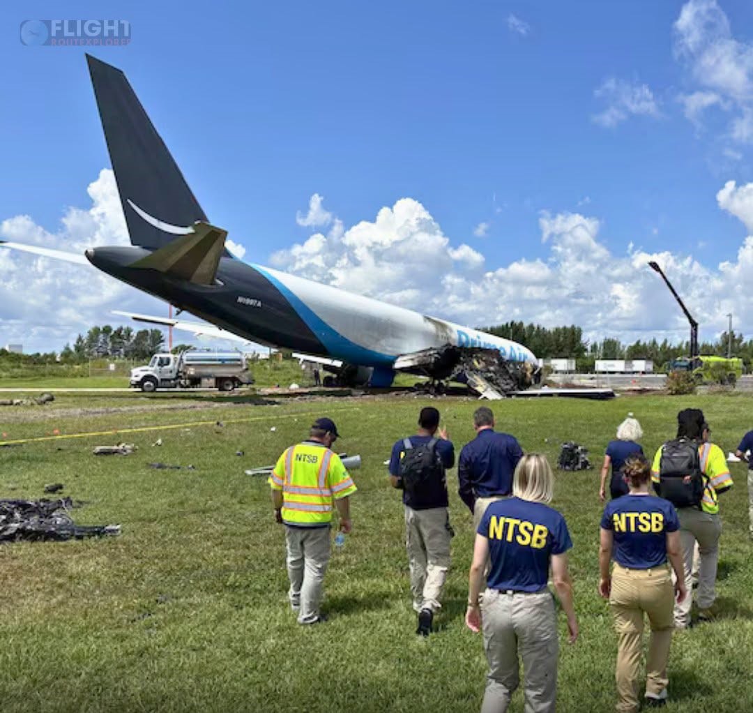 NTSB Investigates After Amazon Boeing 767 Overruns Miami Runway, Striking Van With 7 People and SUV – 5 Killed, 5 Injured