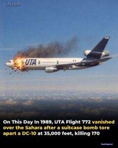On This Day In 1989, UTA Flight 772 vanished over the Sahara after a suitcase bomb tore apart a DC-10 at 35,000 feet, killing 170