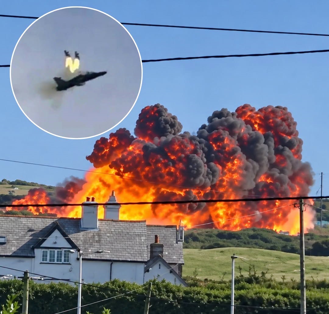 RAF Hawk T2 Appears to Catch Fire During Takeoff in Wales Before Two Pilots Eject Safely Moments Ahead of Fiery Crash
